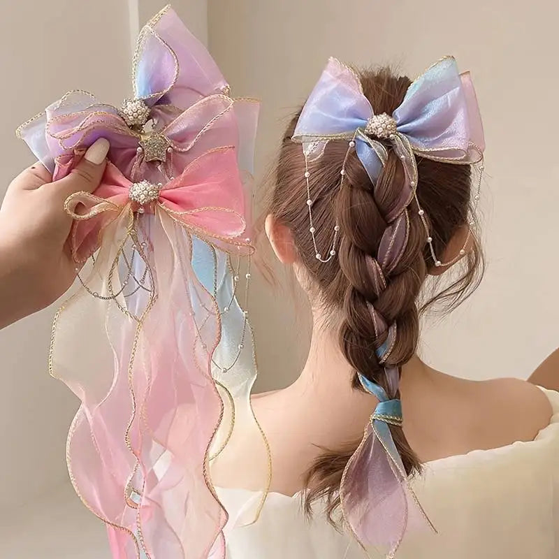 Cute Girls Ribbon Hair Clips