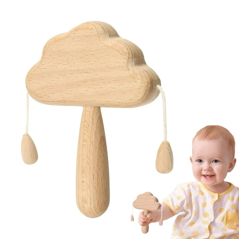 Baby Natural Wooden Cloud Rattle Toys